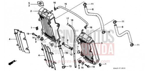 RADIATEUR (4) CR250RK de 1989